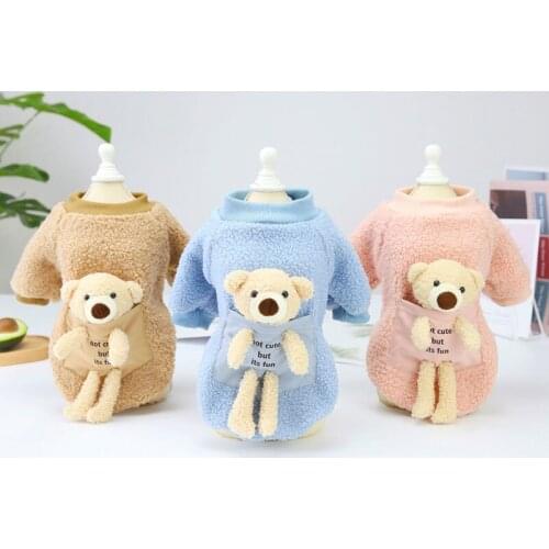 Fashion Funny Small Dog Clothes Winter Jacket Teacup Puppy Clothes Chihuahua Pomeranian Little Bear Velvet Warm Costume Pet Coat