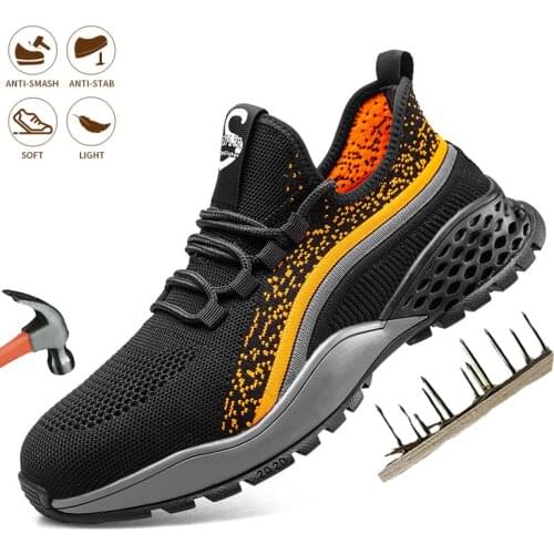 Men Steel Toe Cap Work Shoes Construction Indestructible Male Boots Comfortable Breathable Protection Puncture-Proof Sneakers