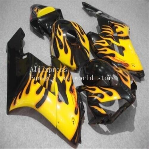 Motorcycle Fairing kit for HONDA CBR1000RR 04 05 CBR 1000RR 2005 2004 cbr1000rr ABS Yellow Flames black Fairings set