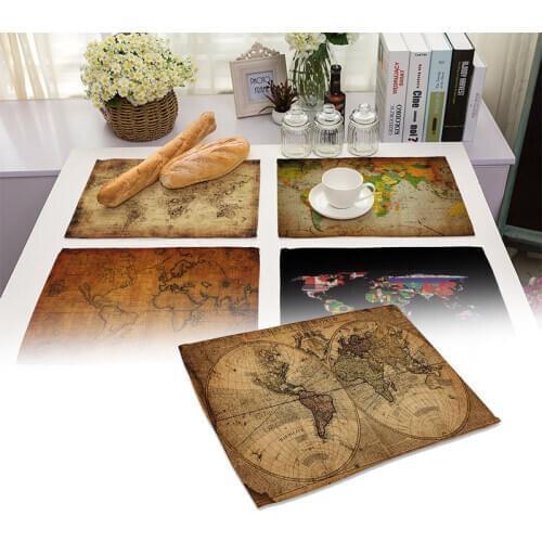 Nautical Map 42x32cm Cup Place Mats Heat Resistant Non Slip Table Mats Waterproof Dining Placemats Coasters Table Decoration