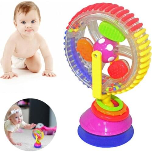 NEW Rotating Ferris Rattle Wheel Infant Rainbow Ferris Wheel Suction High Chair Baby ToyDining Chair Toy For Children