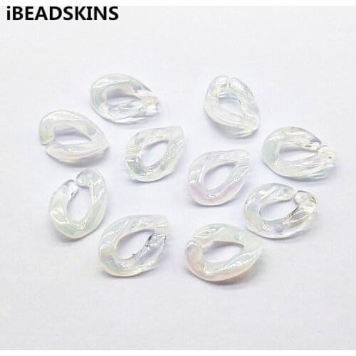 New arrival! 18x14mm 200pcs Clear Double Color Aurora effect Chain Beads for Earrings parts,hand Made DIY Jewelry Findings