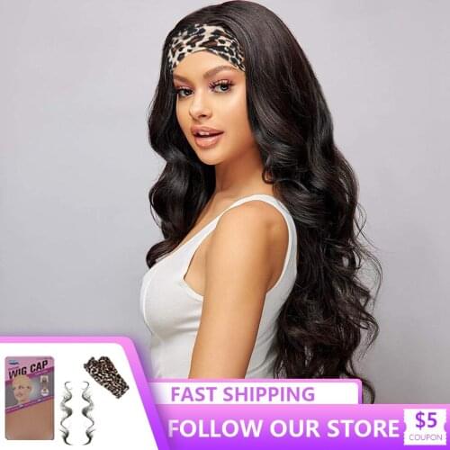 Body Wave Headband Wig Brazilian Human Hair Wig Full Machine Made Wig for Black Women Natural Wavy Human Hair Wigs