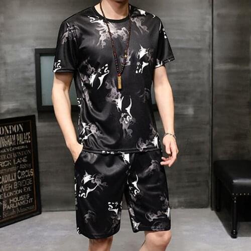 Big Size Pajamas Set for Men Summer Shorts Two Piece Set Sleepwear Shorts Sleeved Plus Size 3xl 4xl Loungewear Male Nightwear