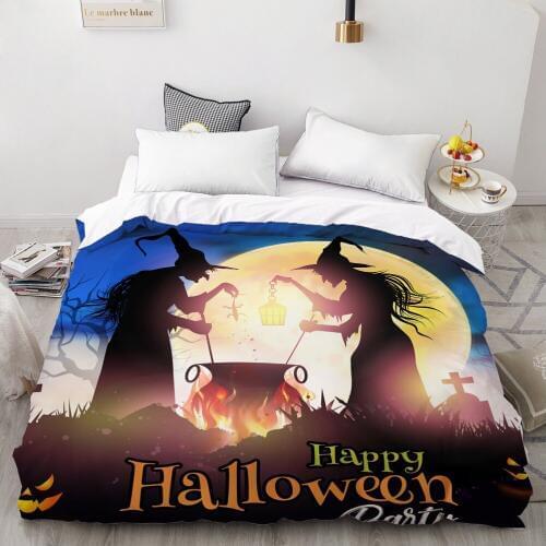 3D Cartoon Duvet Cover for Kids/baby/children/boys,Comforter/Quilt/Blanket case Bedding 220x240/200x200 Halloween Old witchs