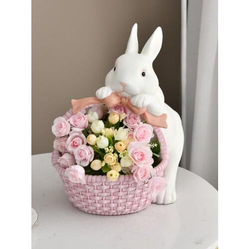 Resin charms garden decoration accessories fairy mini garden accessories rabbit Receive basket A flower pot Fruit basket