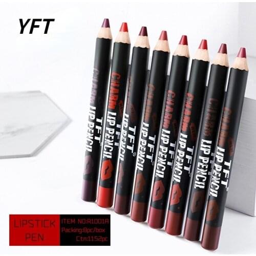 8 Colors Lipstick Pen Lady Charming Matte Lipliner Smooth Colorful Silk Lipstick Pen Long Lasting Pigments Lip Makeup Tool