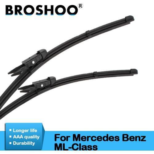BROSHOO Car Wiper Blade Rubber For Mercedes Benz ML Class W164 W166 ML63 ML300 ML350 Fit Pinch Tab/Push Button Arms 2005 To 2016
