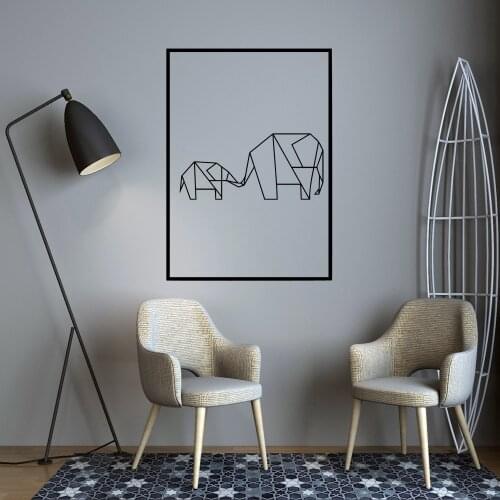 Modern Elephant Geometry Mural Vinyl Waterproof Wall Decal Bedroom Room Nordic Decoration Wall Art Decal Wallpaper Stickers
