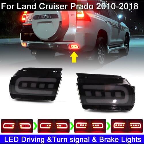 LED Rear Bumper Reflector Light For Toyota Land Cruiser Prado LC150 2010-2018 Driving Warning Light Brake Light Turn Signal