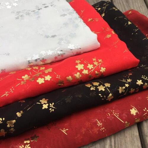 Dancing Dess Cosplay Chiffon Fabric Floral Bronzed Fabric Summer Fashion Material scarf blouse cosplay DIY craft fabric