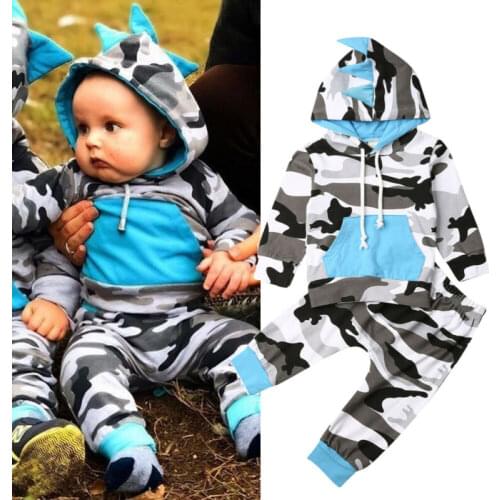 0-24 Months Newborn Camouflage Clothes Set Hooded Pullover Sweatshirt Tops Camo Long Pants Tracksuits For Boys Clothing Kids Set