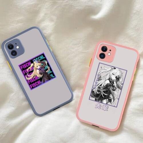 Genshin Impact Fischl Phone Case for iPhone X XR XS 7 8 Plus 11 12 pro MAX Translucent Matte Shockproof Case