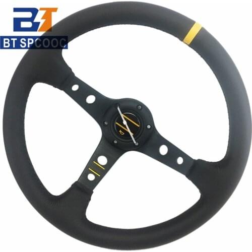 Universal Car 14inch 350mm Sport Steering Wheel Leather Deep Steering Wheel High Quality 2021 Drift Stering Wheel With O**LOGO