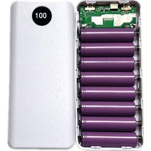 Digital Display DIY Power Bank Case 8x18650 Battery Charge Storage Box Dual USB Type C Micro USB Interface for Smart Phones