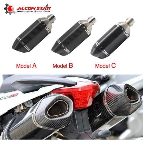 Alconstar- Carbon Fiber Motorcycle Exhaust Pipe AK Moto Pit Bike Muffler Escape Moto for NMAX GSX-R MT07 MT09 ER6N Racing