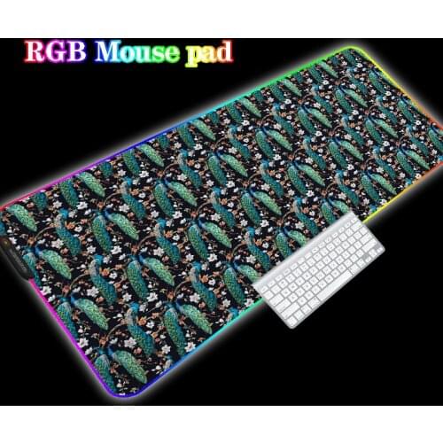 Mairuige Top Quality Medium RGB Peacock Design Pattern Gaming Mouse Pad Free Shipping Large LED Mouse Pad Non-slip Pad Keyboard