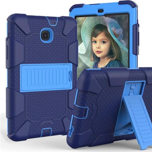 3 in 1 Protection Shockproof Silicone + PC Hybrid Case with Kickstand for Samsung Galaxy Tab A 8.0 2018 SM-T387 Tablet+Stylus