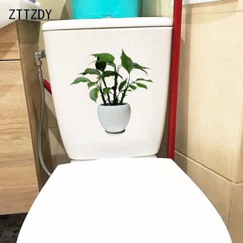 ZTTZDY 23.5×23.8CM Crabweed Potted Plant Personality Home Wall Stickers Bathroom Toilet Decoration T6-0180