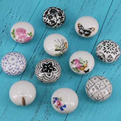 1x hand painted ceramic Round knobs Kitchen cabinet drawer Cupboard door pull handle Kids Dresser Knobs