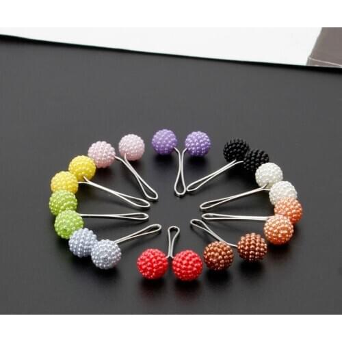 12Pcs Muslim Hijab Scarf Safety Pin Clips Pearl Ball Brooch Kit Fashion Jewelry