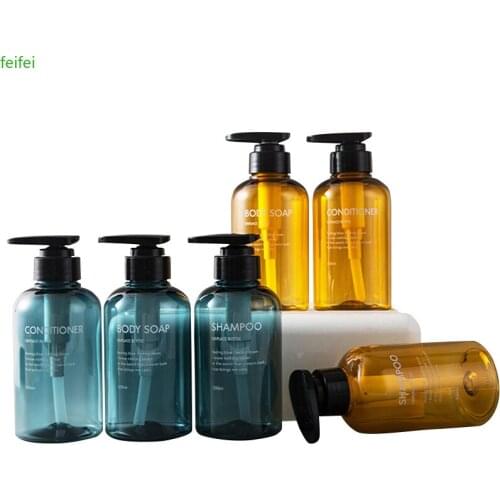 3pcs/set Soap Dispenser Bottle Bathroom Shampoo Bottle Large-capacity Press Type Lotion Body Soap Empty Bottle Set 300ML/500ML