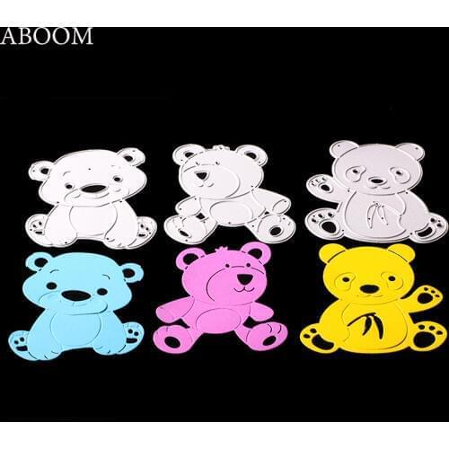 ABOOM Fresh 3PCS Metal Lovely Bear Craft Paper Die Cutting Dies For Scrapbooking DIY Christmas Wedding Decoration Cutting Dies