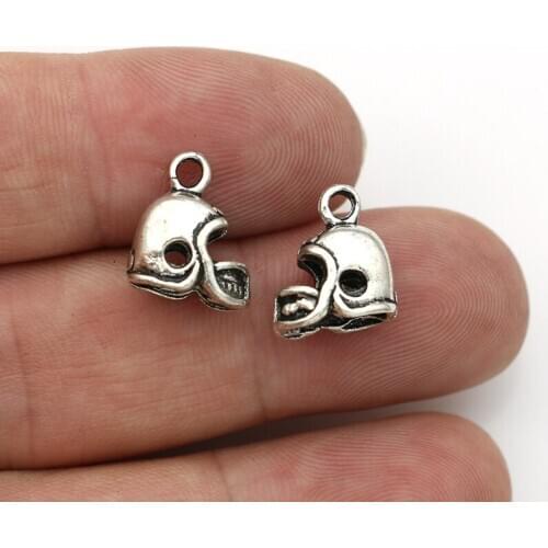 30pcs/lot Antique Silver Football Helmet Charms Pendants for Jewelry Making DIY Handmade Craft 14x11mm