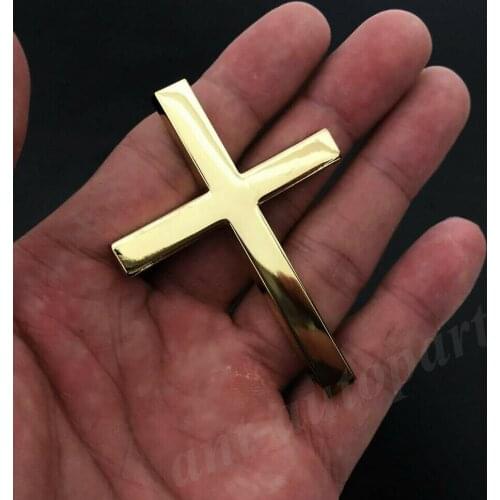 3D Golden Metal Cross Crucifix Car Trunk Side Fender Emblem Badge Decal Sticker