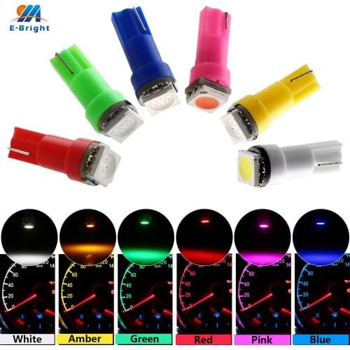 500Pieces/lot T5 5050 1 SMD 1 LED Bulbs with Wedge Base for Dashboards(Gauge bulbs) Warning Indicator Lights 12V Red White Blue