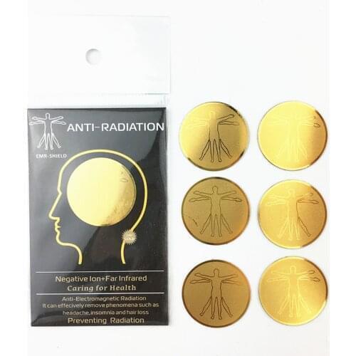 6pcs 24k Gold Plating Ultra Thin Protector Sticker Mobile Phone Anti Radiation Laptop Easy Apply EMF Blocker Negative Ions