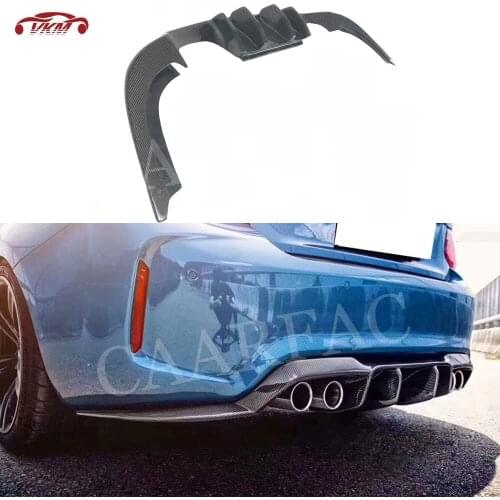 For F87 M2 Carbon Fiber Rear Lip Diffuser Splitters for BMW 2 Series M2 Coupe 2016 2017 V style FRP Fins Shark Style Skid Plate