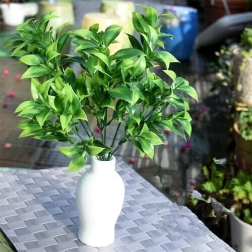 7 Forks/Bouquet 35 Leaves 34cm Artificial Orange Leaf Simulation Plants Home Balcony Garden Landscape Decoration Accessories