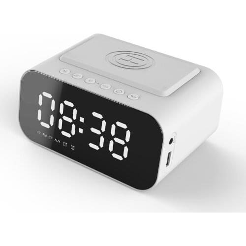 KKmoon BT Speaker LED Digital Clock Sound Box Wireless Charger Desk Clock FM Radio Wireless Charging Device Alarm Clock