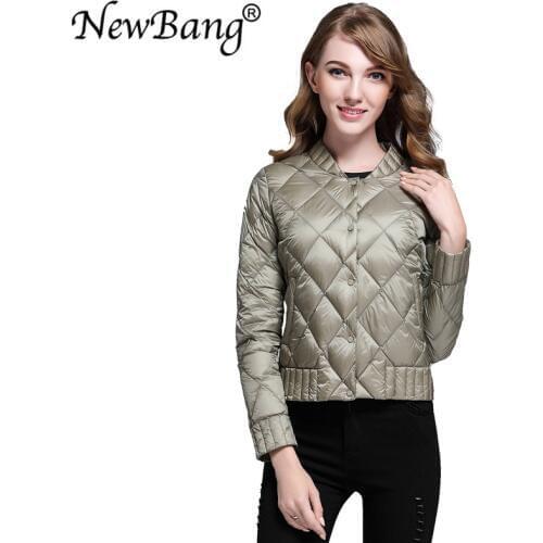 NewBang Brand Womens Down Jackets Ultra Light Down Jacket Women Cross Tailoring Single Breasted Plaid Travel Thin Feather Coat