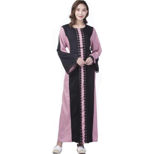 Dubai Abaya Muslim Dress Brand Fashion Muslim Lace Dress Solid Plus Size Robe Knitting Dubai Abaya Dresses Kaftan Abaya Dresses