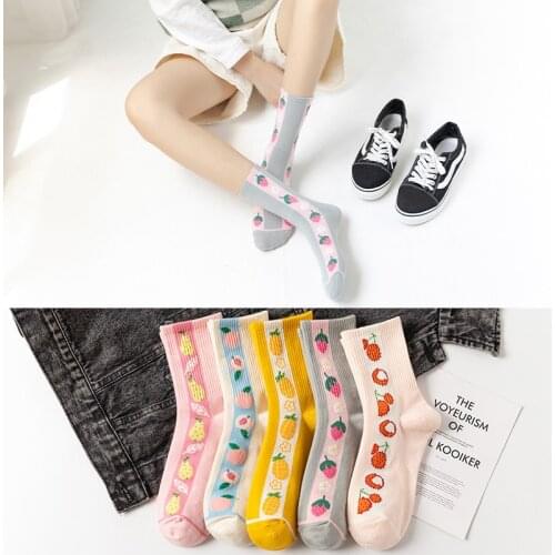 Japanese and Korean fresh fruit small fresh college style men and women trend socks hip hop street skateboard socks women