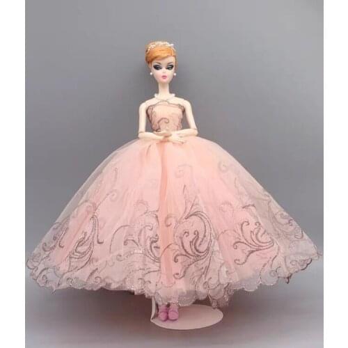 11.5" Charming Floral Off Shoulder Lace Elegant Wedding Dress for Barbie Doll Clothes Outfit 1/6 BJD Accessory Princess Gown Toy