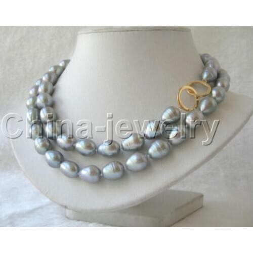 32" 10-12mm natural gray baroque freshwater pearl necklace