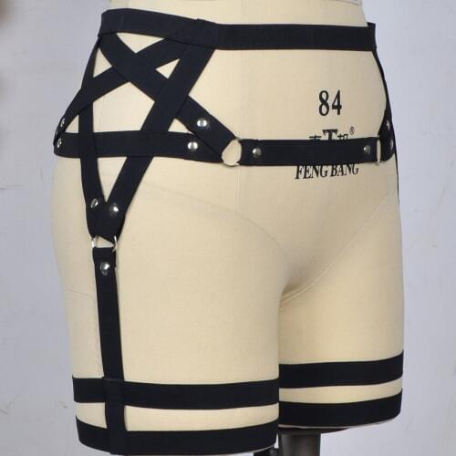 Black Sexy Hraness pentagram garter belt pastel goth stockings leg garter pentagram Harajuku cinturones mujer bridal garter