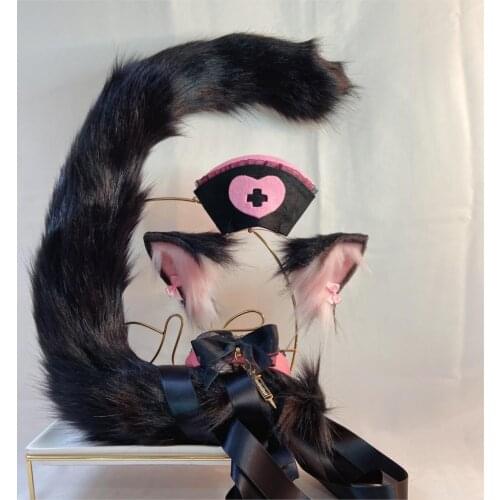 Nurse Cat Black Cat Original Animal Ears Kc Simulation Dark Gothic Cat Ear Fox Ear Headband Hair Accessories Headdress