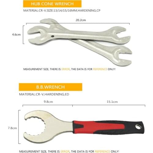 Premium Bike Repair Tools Set Kit Chain Whip Crank Arm Spoke Wrench BB Tool