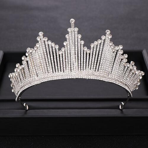 Luxuriou Silver color Crystal Rhinestone Queen Bridal Crown Wedding tiara Diadem Dress Prom Bridal Hair Jewelry Accessories
