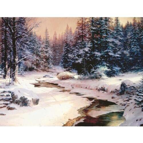 Hand painted Modern oil paintings Winters End Landscape art pictures on canvas for wall decor High quality
