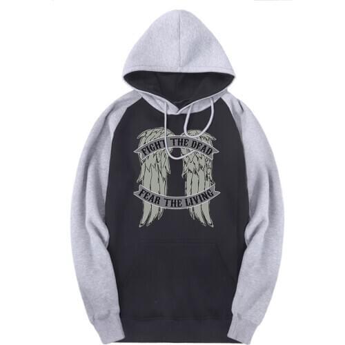 The Walking Dead Sweatshirts Full Sleeve Raglan Hooded Men Print 2020 Pullovers Brand Fleece Hoodies Male Black Kpop Hoody Homme