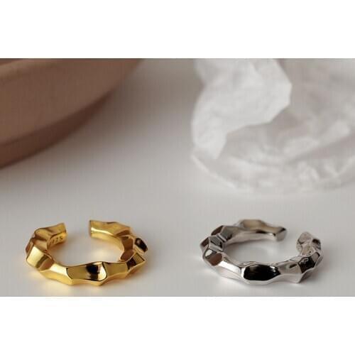 Only 1PC (No pierced) Authentic 925 Sterling silver Irregular Concave-Convex Surface Round circle Clip Earrings Jewelry TLE1194