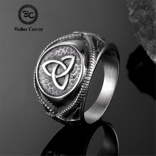 Vintage Viking Runes Dragon Men Index Ring Stainless Steel Male Nordic Amulet Odin Norse Scandinavian Punk Jewelry Dropshipping