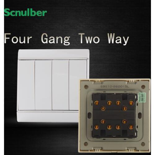 High quality 86 type white 16A 110V copper 4 gang 2 way wall switch