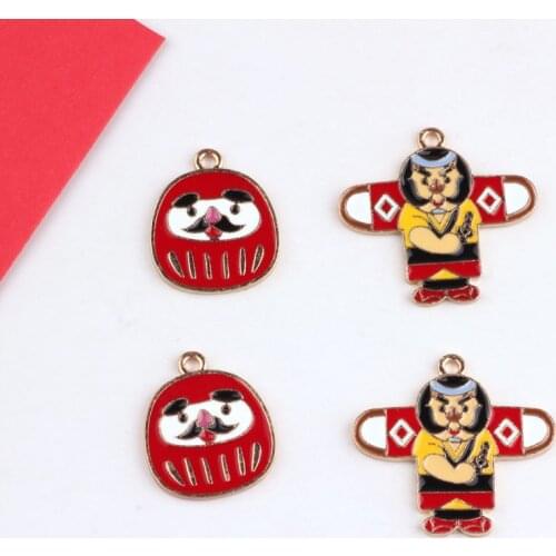 10pcs Japanese Style Earrings jewelry for Women Good Luck Kite Lucky Dharma Cartoon Earrings Girls Cute Pendant Diy Accessories
