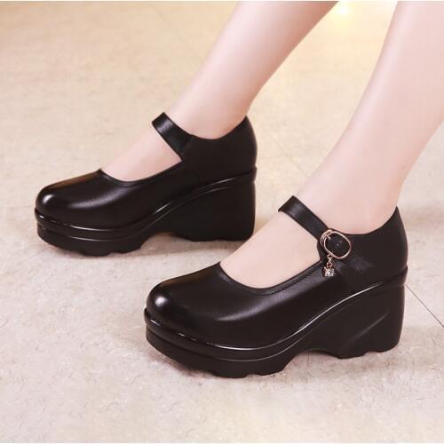 Plus32-43 Brand New 2020 Spring Fall Platform Wedges Shoes for Women High Heels Pumps Ladies Mary Jane Mother Shoes for Work